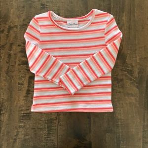 Pink and white striped long sleeve shirt
